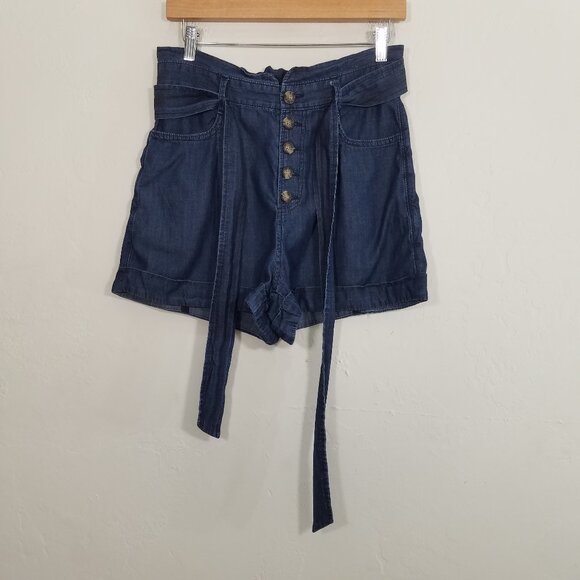 Express Pants - Express Extreme High Rise Shorts Belted Blue Size M